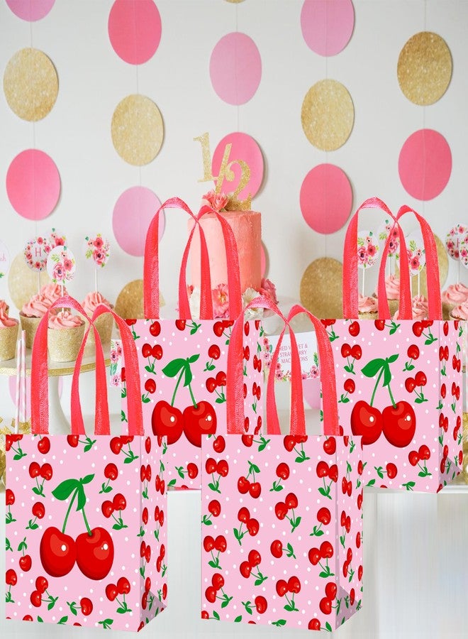 اوموني أكياس هدايا بنكهة الكرز، لوازم حفلات أعياد الميلاد بنكهة الكرز، 12 قطعة من أكياس هدايا الكرز الحلوة، أكياس حلوى غير منسوجة بنكهة الكرز لحفلات أعياد الميلاد ذات طابع الفاكهة، هي الكرزة على القمة، ديكور حفلات توديع العزوبية - Image 5